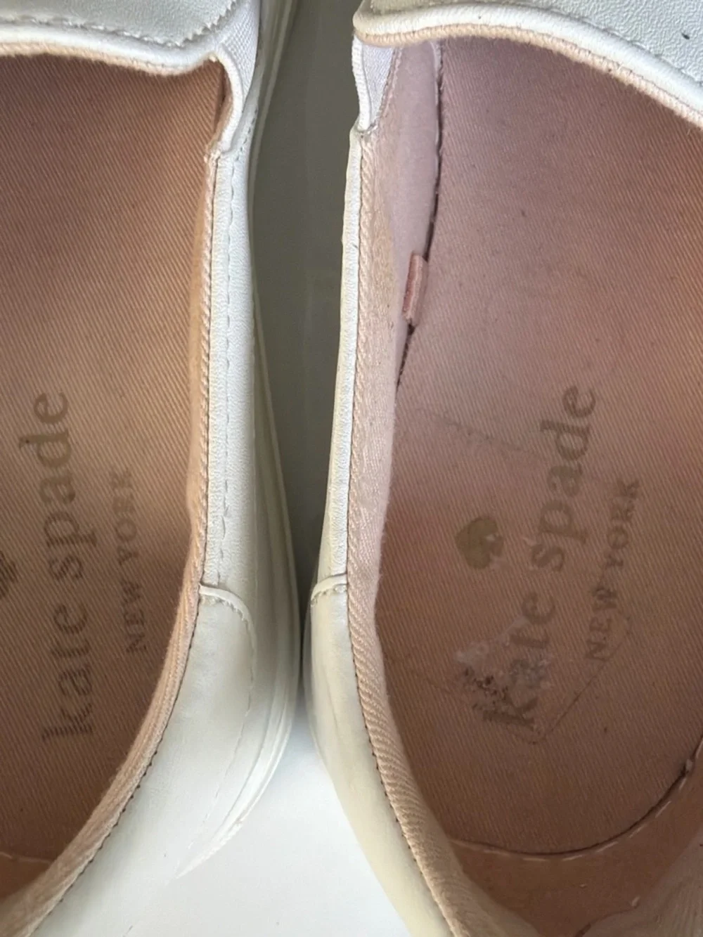 kate spade White Perforated Leather Slip-On Sneakers